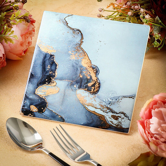 Подставка под горячее, керамика, квадратная, 16 см, Daniks, Флюид