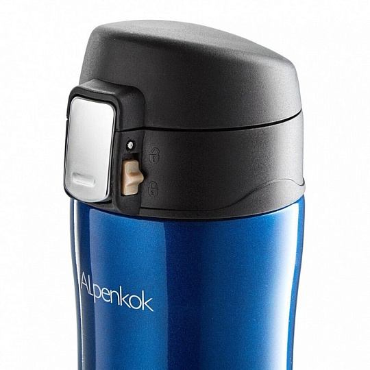 Термокружка нержавеющая сталь, 0.38 л, Alpenkok, колба нержавеющая сталь, вакуумная, синяя, AK-04040A