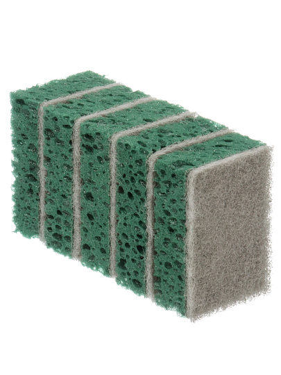 Губка для посуды, 5 шт, поролон, абразивная фибра, Марья Искусница, изумруд