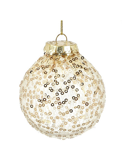 Набор шаров 3 шт, шампань, 8 см, полимер, с пайетками, Y4-9391