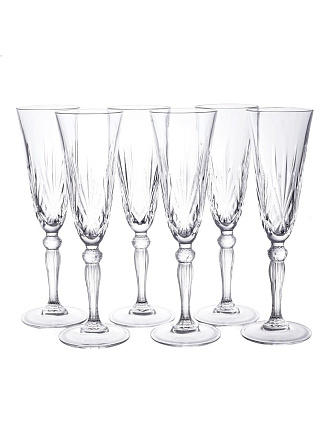 Бокал для шампанского, 160 мл, хрустальное стекло, 6 шт, RCR, Melodia, 28327