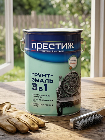 Грунт-эмаль Престиж, по ржавчине, алкидная, серая, 5 кг