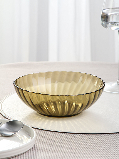 Салатник стекло, круглый, 20х6 см, 0.95 л, Elica, 62095, дымчатый