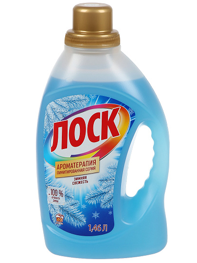 Гель для стирки Лоск, 1.46 л, для цветного и белого белья, Ароматерапия Зимняя свежесть
