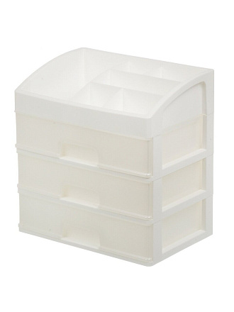 Органайзер для косметики, пластик, 3 ящика, белый, перламутр, Violet, 330306
