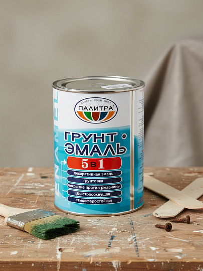 Грунт-эмаль Палитра, по ржавчине, алкидная, зеленая, 0.9 кг