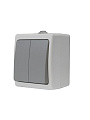 Выключатель открытой установки, двухклавишный, 10 А, ABS пластик, серый, UNIVersal, Аллегро, 1280 - фото 2
