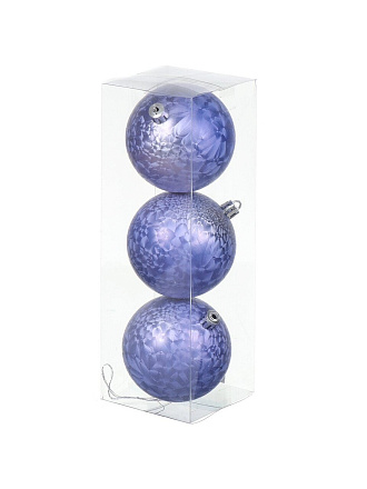 Елочный шар 3 шт, голубой, 8 см, пластик, SYQC-012168