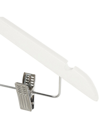 Вешалка-плечики для одежды, 44.5 см, дерево, клипсы, белая, Марья Искусница, LH002W-CL