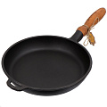 Сковорода чугун, 24 см, Maysternya, черная, с деревянной ручкой, индукция, Т302 - фото 2