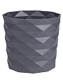 Кашпо пластик, 3 л, 17.7х17.7х16.5 см, универсальное, антрацит, La Decoro, Диамант, КШ-4636