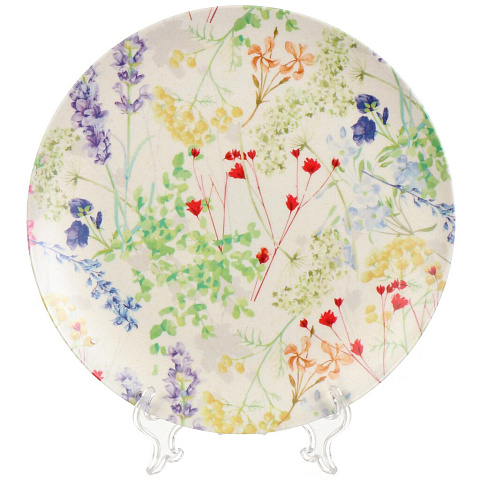 Тарелка обеденная, бамбук, 25 см, круглая, Вальс цветов, Y4-5475