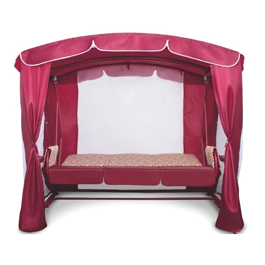 Качели садовые 3-местные, 231х125х195 см, 300 кг, Arno, Оазис Люкс, раскладываются в кровать, с москитной сеткой, бордовые, 2016-КД-40/Л, металл