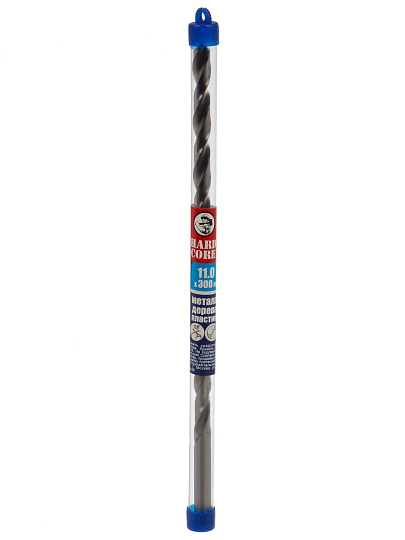 Сверло по металлу, фрезерованное, Hardcore, Extra Long, диаметр 11х300 мм, цилиндрический хвостовик, 145110