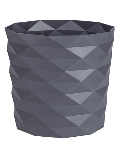 Кашпо пластик, 3 л, 17.7х17.7х16.5 см, универсальное, антрацит, La Decoro, Диамант, КШ-4636