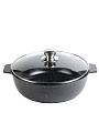 Жаровня алюминий, 26 см, 3 л, антипригарное покрытие, Алтей, Granit Perfection black, 09-0350-310, с крышкой