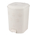 Контейнер для мусора пластик, 12 л, прямоугольный, педаль, слоновая кость, Альтернатива, Плетенка, М2048