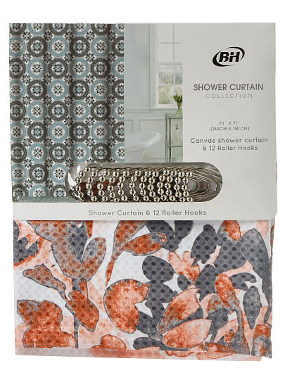 Штора для ванн 180х180 см, ПЭ, Коричневые цветы, Y4-11132