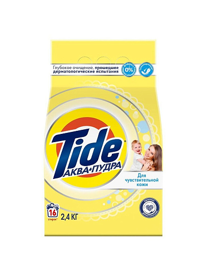 Стиральный порошок Tide, 2.4 кг, автомат, для белого белья, Детский