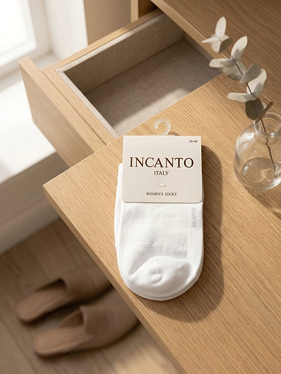 Носки для женщин, хлопок, Incanto, белые, р. 39-40, IBD733004