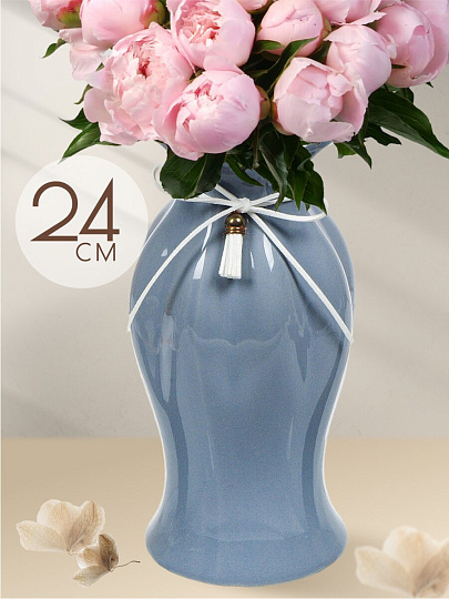 Ваза керамика, настольная, 24 см, Дресс, Y4-4719, серая