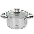 Кастрюля нержавеющая сталь, 1.7 л, крышка стекло, Lara, Чикаго, LR02-771, индукция