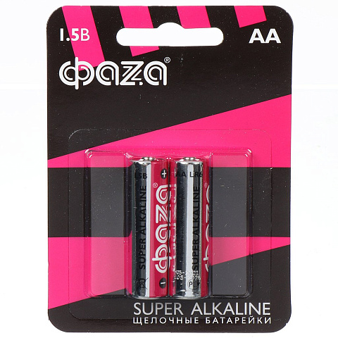 Батарейка ФАZА, АА (LR6, 15A), Super Alkaline, щелочная, 1.5 В, блистер, 2 шт, 2858443