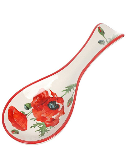 Подставка для ложки, доломит, фигурная, 24.7х9 см, Daniks, Алый мак