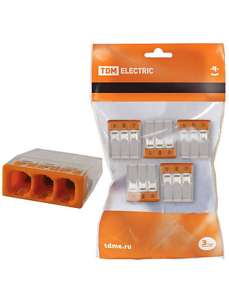 Клемма КБМ-2273-233, строительно-монтажная, с пастой, 5 шт, 2.5 мм², TDM Electric, SQ0517-0122