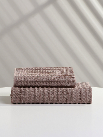 Полотенце банное 70х130 см, 100% хлопок, 450 г/м2, Рельеф, Bravo, бежевое, Узбекистан, м7807_05