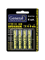Батарейка General Lighting Systems, ААА (LR03, 24A), GBAT-LR03, щелочная, 1.5 В, блистер, 4 шт, 800574