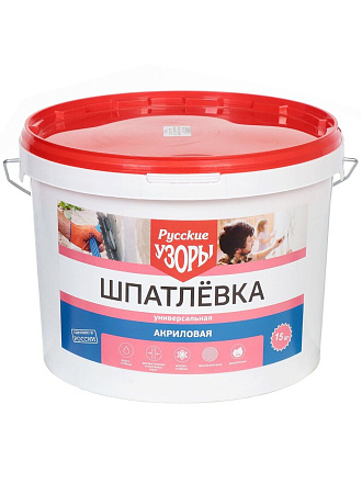 Шпатлевка Русские узоры, акриловая, универсальная, для внутренних и наружных работ, 15 кг
