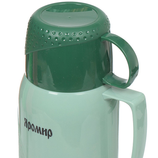 Термос пластиковый со стеклянной колбой Яромир ЯР-2022С/1 с узким горлом зеленый, 1 л