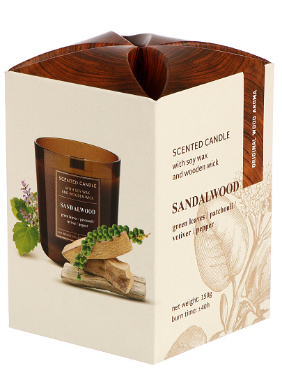 Свеча ароматизированная, 9х8х8 см, в стакане, Bartek Candles, Древесина, 150 гр