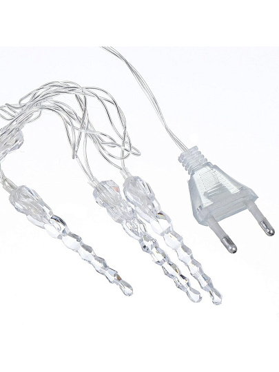 Гирлянда 50 ламп, 4 м, 1 режим, Сосульки, голубой, прозрачная, в помещении, сетевая, LED, Y4-7529