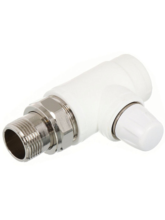 Клапан для радиатора настроечный прямой, полипропилен, d20х1/2'', белый, РосТурПласт