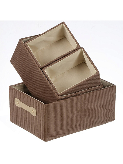 Набор корзин 4 шт, для хранения, прямоугольный, вельвет, коричневый, 35х25х16, 31х22х14, 18х13х11, 18х13х11 см, A190047