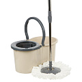 Набор для уборки ведро с отжимом, швабра МОП, бежевый, SPIN MOP, 37995 - фото 2