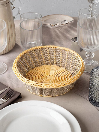 Корзина декоративная, 21х21 см, круглая, плетеная, Y4-5684