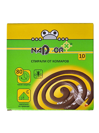 Репеллент от комаров, спираль, без запаха, Nadzor, 10 шт