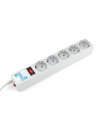 Сетевой фильтр 5 гнезд, 5 м, 3х0.75 мм², с заземлением, 2.2 кВт, Power Cube, 330079