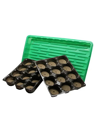 Парник-мини пластик, с торфяными таблетками d41 мм, 24 ячейки, Экоторф