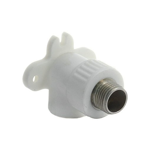 Уголок с креплением полипропилен, d20х1/2'', наружная резьба, белый, Kalde