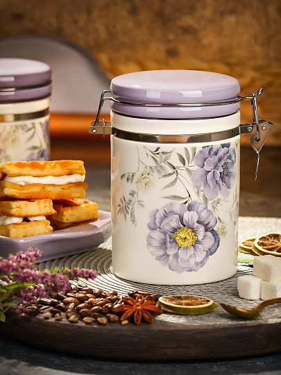 Банка для сыпучих продуктов, доломит, 0.55 л, с крышкой, Daniks, Флорина