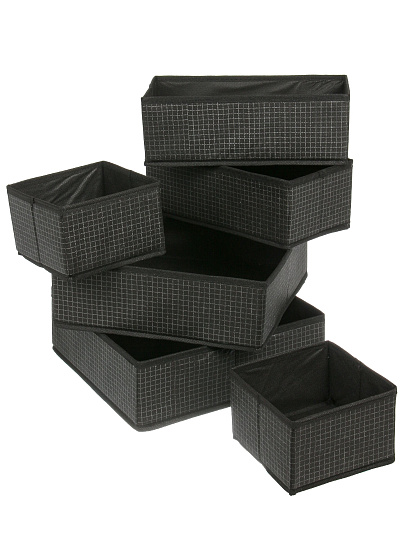 Набор кофров д/хранен, 6 шт (29*29*11-2; 28*13.5*9.8-2; 15*15*10-2), черн клетка, A190050