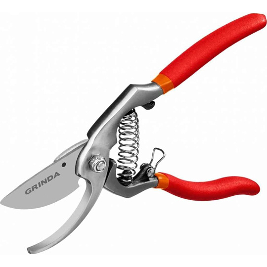 Секатор 210 мм, диаметр реза 25 мм, лезвие угловое, цельнокованый, Grinda, G-7, рукоятка сталь, 423107