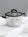 Кастрюля нержавеющая сталь, 2.7 л, крышка стекло, Daniks, Орландо, GS-01435-18CA, серебристая, индукция - фото 8