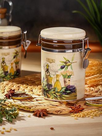 Банка для сыпучих продуктов, доломит, 0.55 л, с крышкой, Daniks, Левадия