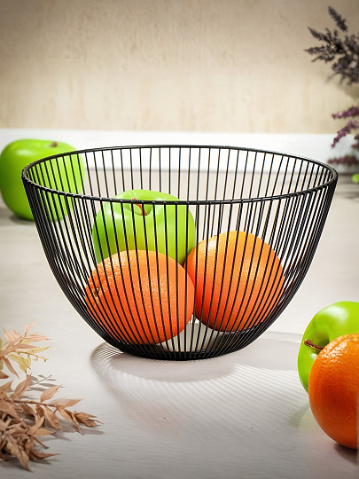 Ваза для фруктов, металл, 25х14.5 см, Y4-8035, черная