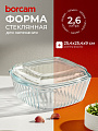 Кастрюля жаропрочное стекло, 2.6 л, крышка стекло, рифленая, 25.4х25.4 см, квадратная, Borcam, 59049